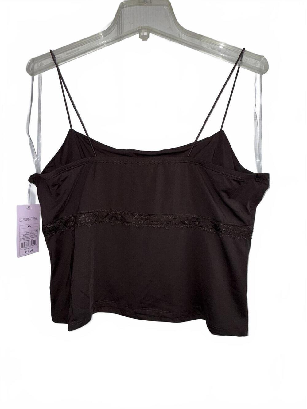 Wild Fable Dark Brown Lace‑Trim Spaghetti Strap Cami – Size XL, NWT - Picture 3 of 3